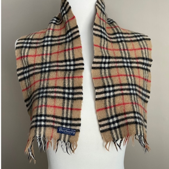 ✨Authentic Vintage Classic Plaid Burberrys Cashmere Wool Mini Scarf - Picture 3 of 9